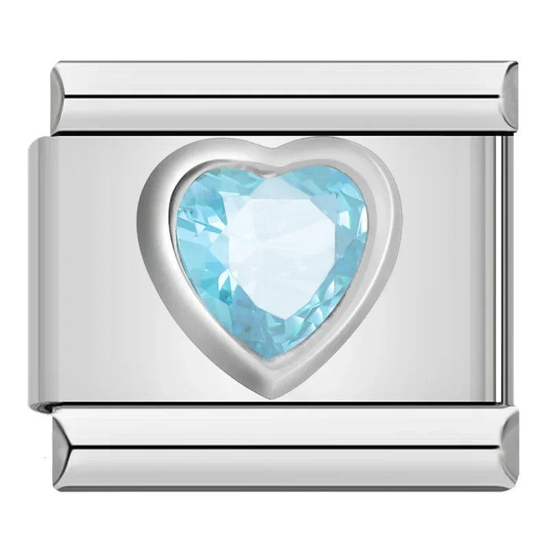 Arctic Blue Resin Heart - Silver Charm - Charmris