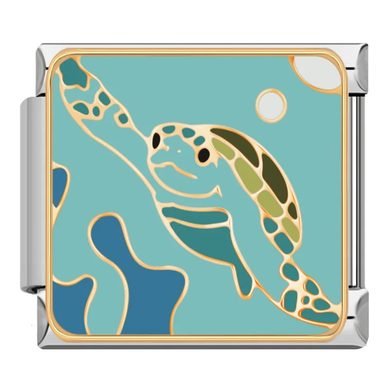 Deep Sea Turtle – Silver Italian Charm - Charmris