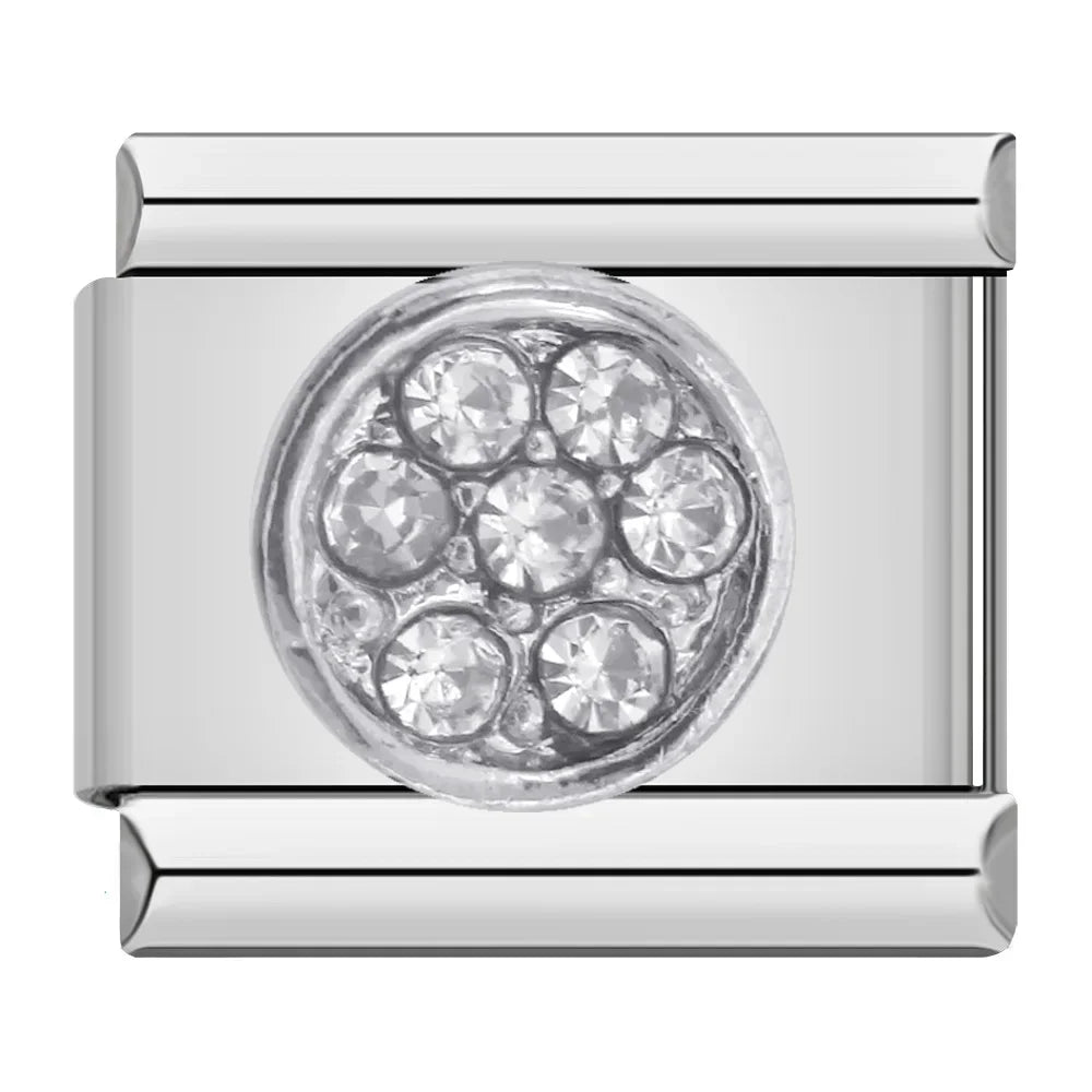 Silver Round with CZ - Silver Charm
