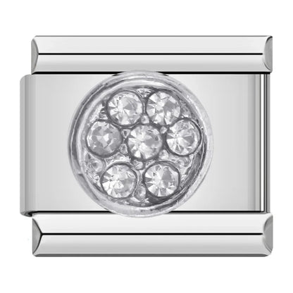 Silver Round with CZ - Silver Charm