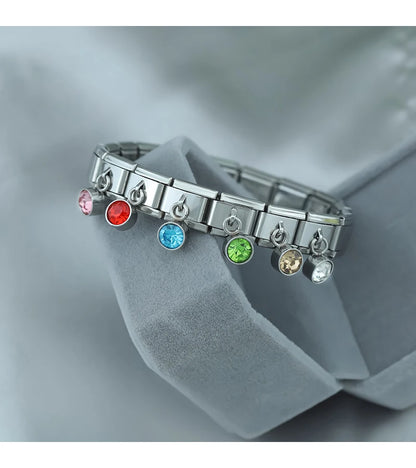 April Birthstone with CZ - Silver Pendant Charm - Charmris