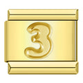 Golden Number 3 - Gold Charm