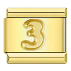 Golden Number 3 - Gold Charm