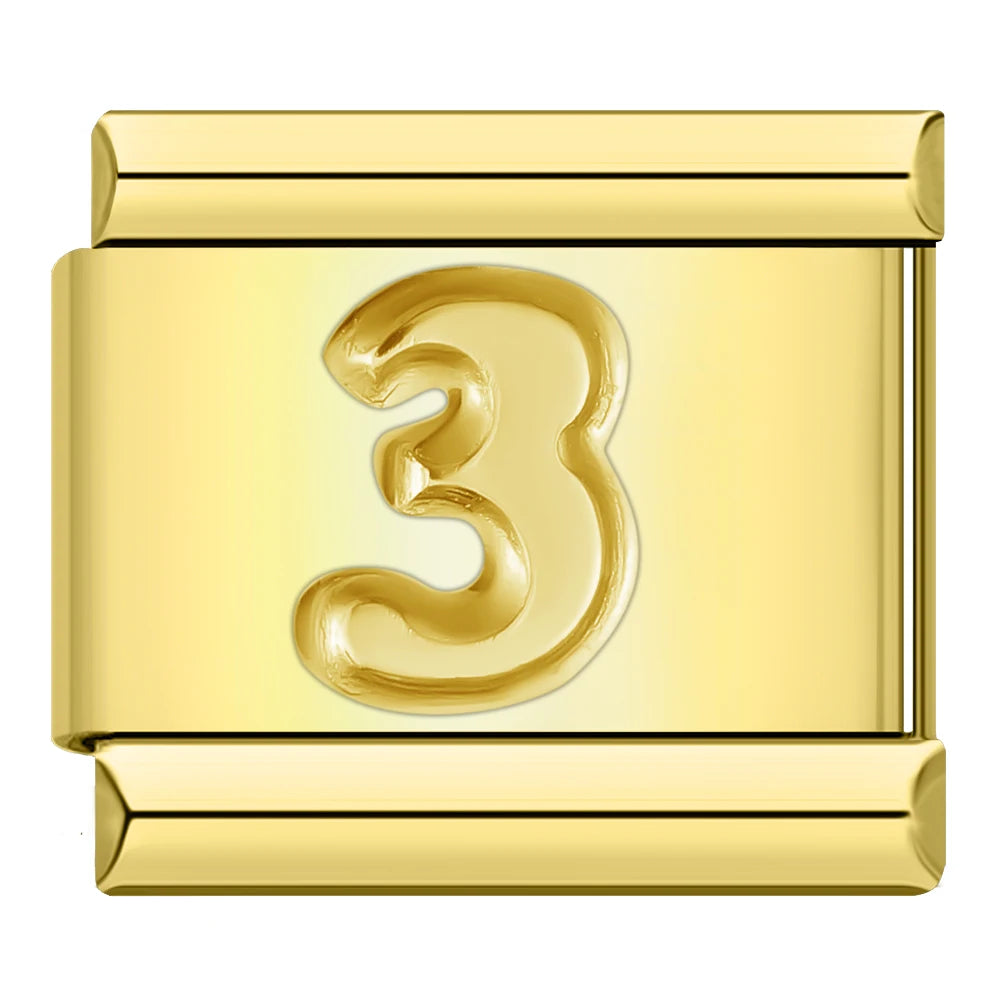 Golden Number 3 - Gold Charm - Charmris
