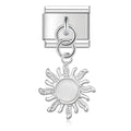 Silver Sun with White Rice Resin Gem - Silver Pendant Charm