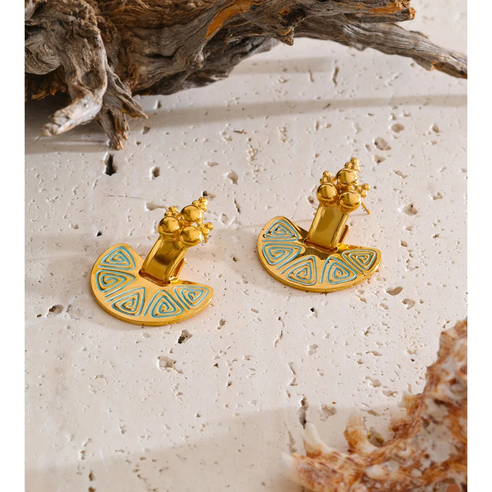 Riviera Enamel Fan Drop Earrings