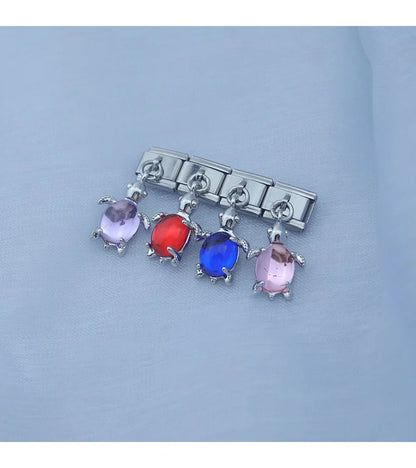 Lovely Deep Blue Turtle - Silver Pendant Charm - Charmris