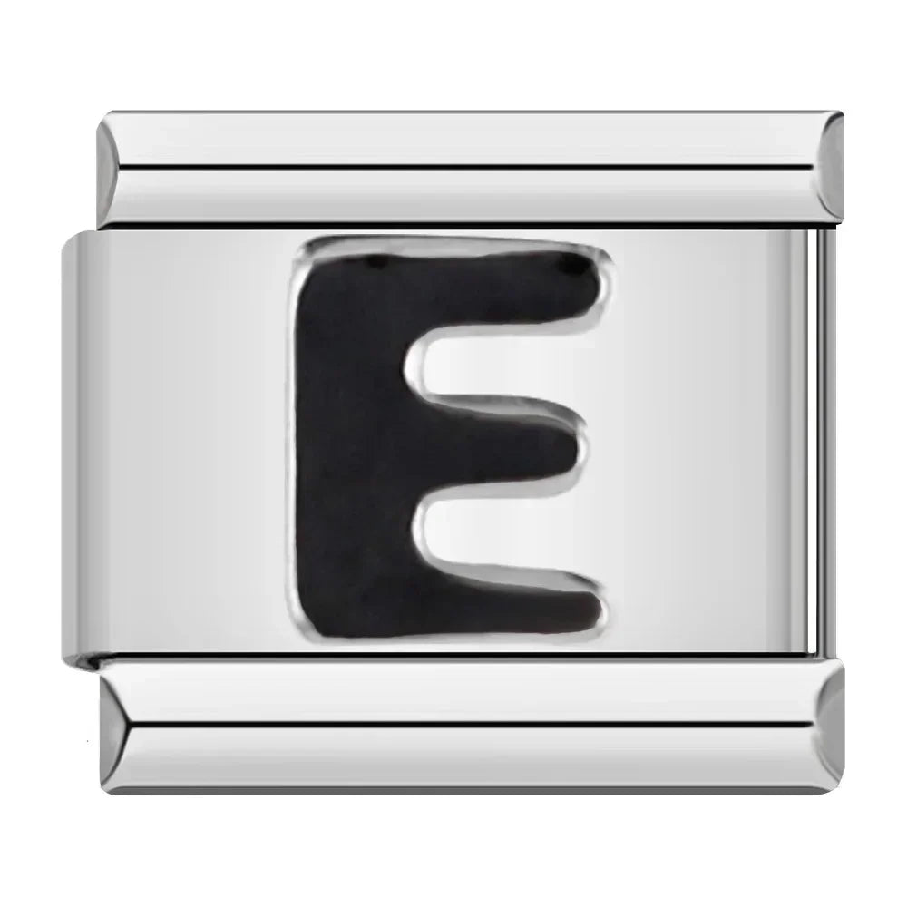 Black Letter E - Silver Charm - Charmris