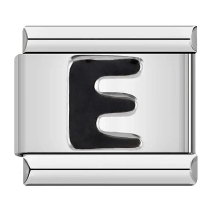 Black Letter E - Silver Charm - Charmris