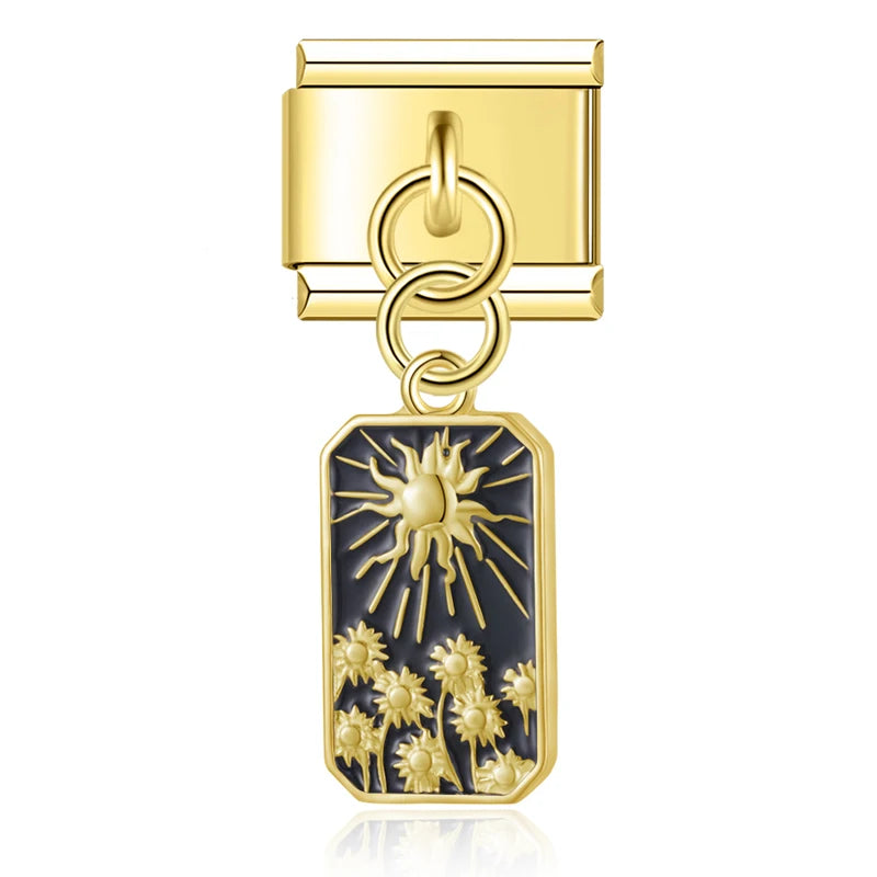 Sunflower Dreamscape – Gold Pendant Charm - Charmris