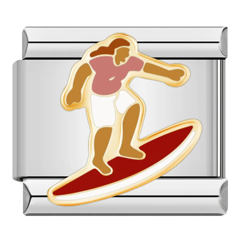 Surfing – Silver Italian Charm - Charmris