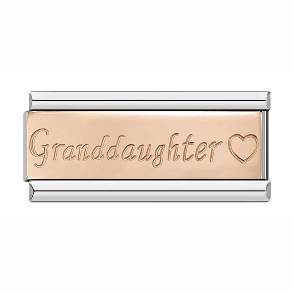Granddaughter with Heart - Silver Rose Bar Charm - Charmris
