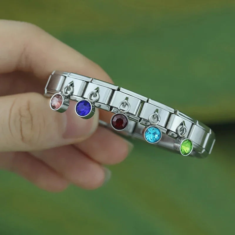 January Birthstone with CZ - Silver Pendant Charm