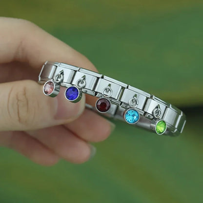 July Birthstone with CZ - Silver Pendant Charm