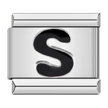 Black Letter S - Silver Charm - Charmris