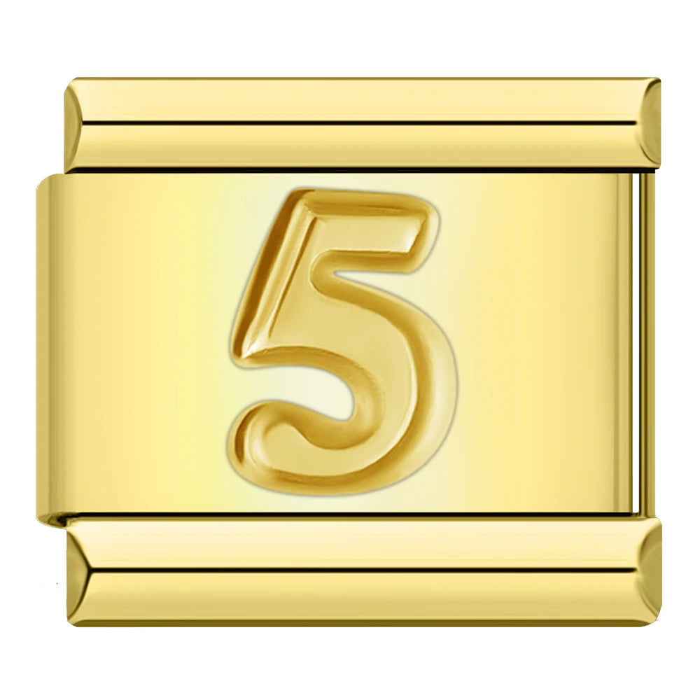 Golden Number 5 - Gold Charm