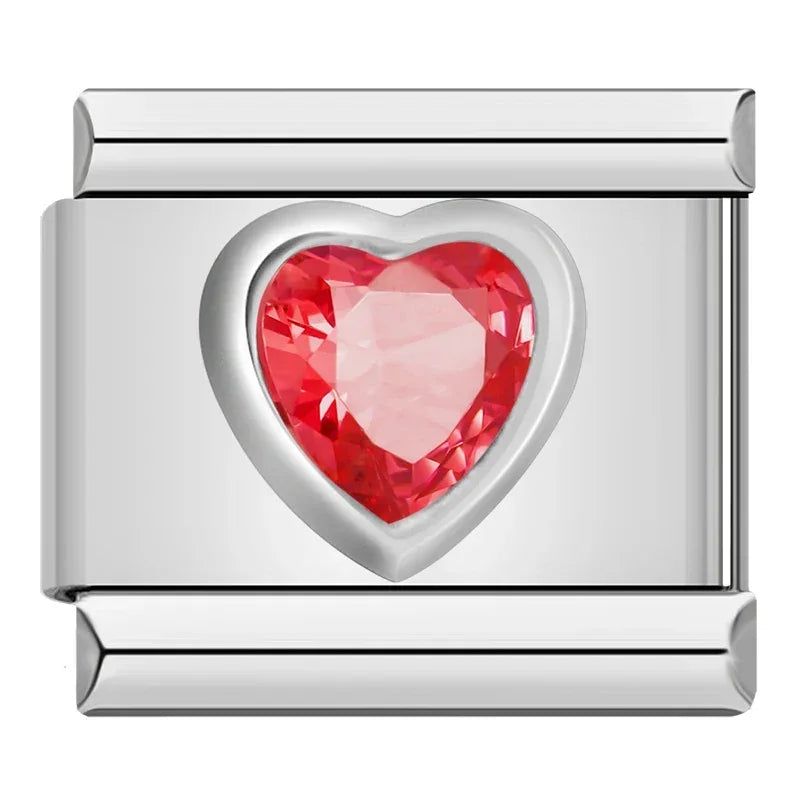 Red Resin Heart - Silver Charm - Charmris