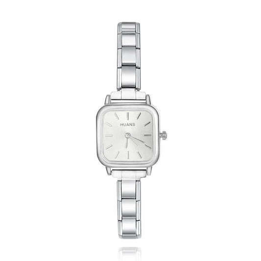 Elara Square – Classic Silver | Italycharm Women's Watch – Italian charm watch by Italycharm