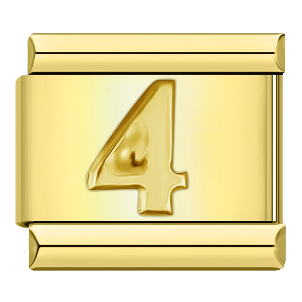 Golden Number 4 - Gold Charm - Charmris