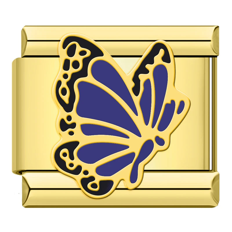 Dark Blue Butterfly - Gold Charm - Charmris
