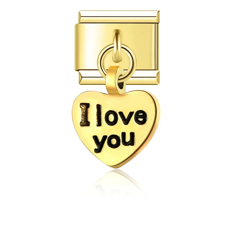 I Love You - Gold Pendant Charm - Charmris