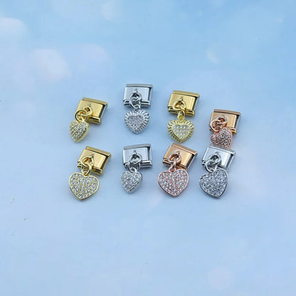 Elegant Heart with CZ - Rose Pendant Charm