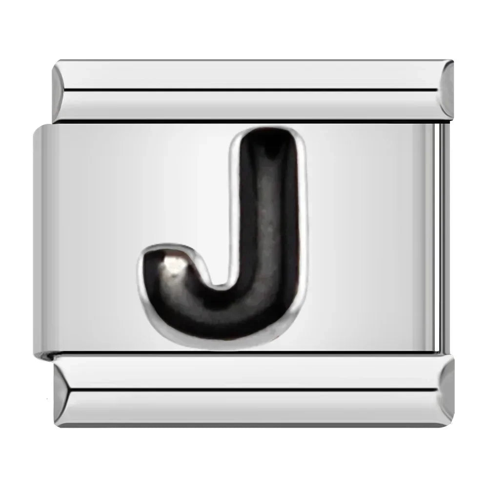 Black Letter J - Silver Charm