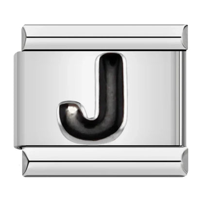 Black Letter J - Silver Charm