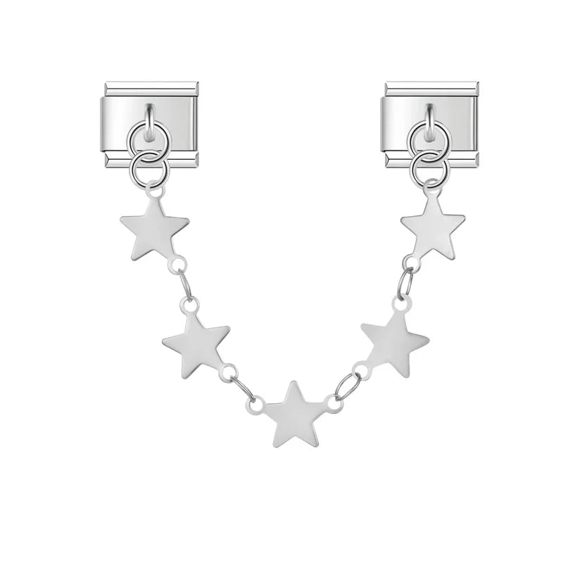 Stars Chain Silver Charm - Charmris