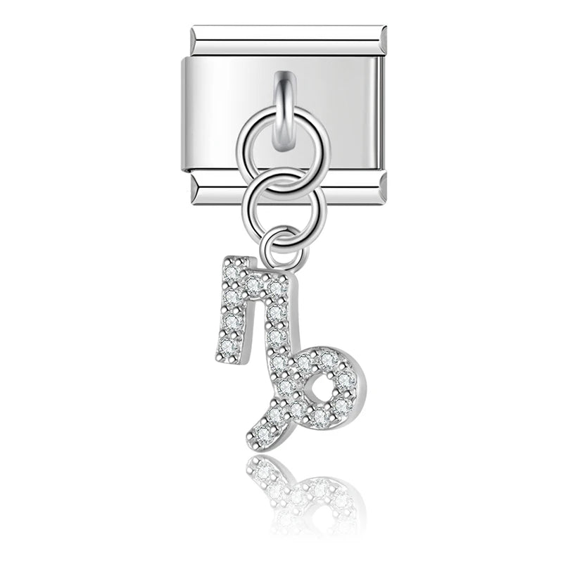 Capricorn with CZ – Silver Italian Pendant Charm - Charmris
