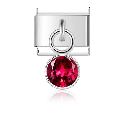 October Birthstone with CZ - Silver Pendant Charm
