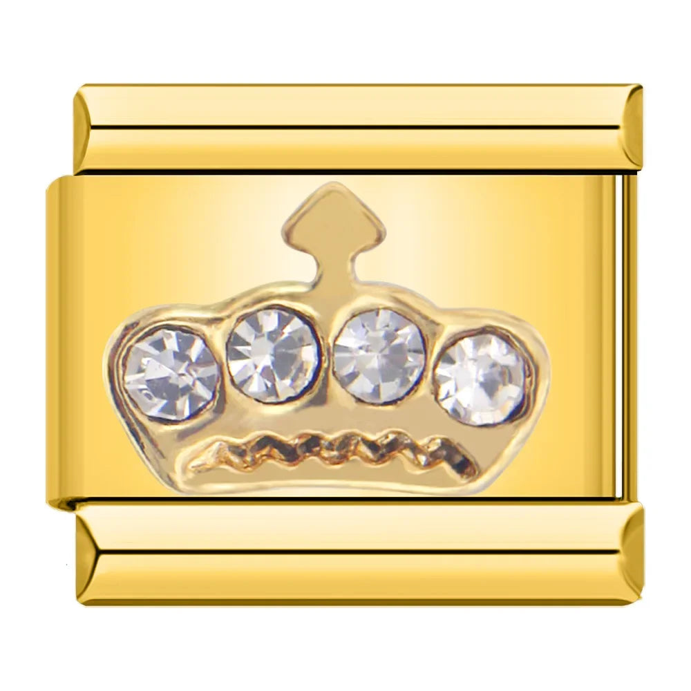 Golden Crown with CZ - Gold Charm