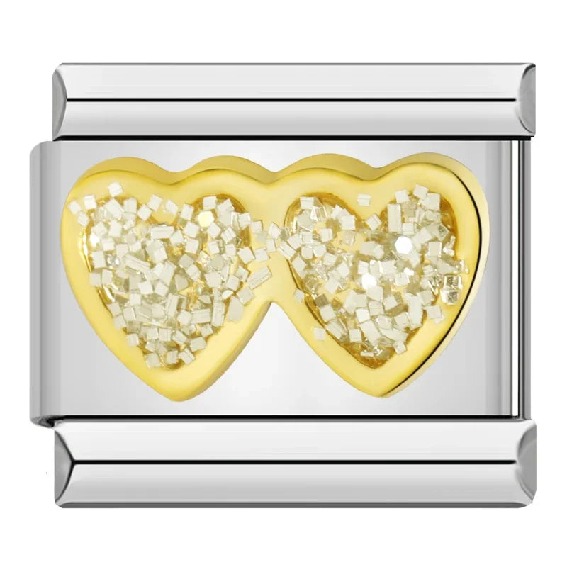 Glitter Heart Couple - Silver Charm - Charmris