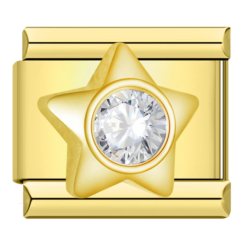 Star with CZ - Gold Charm - Charmris