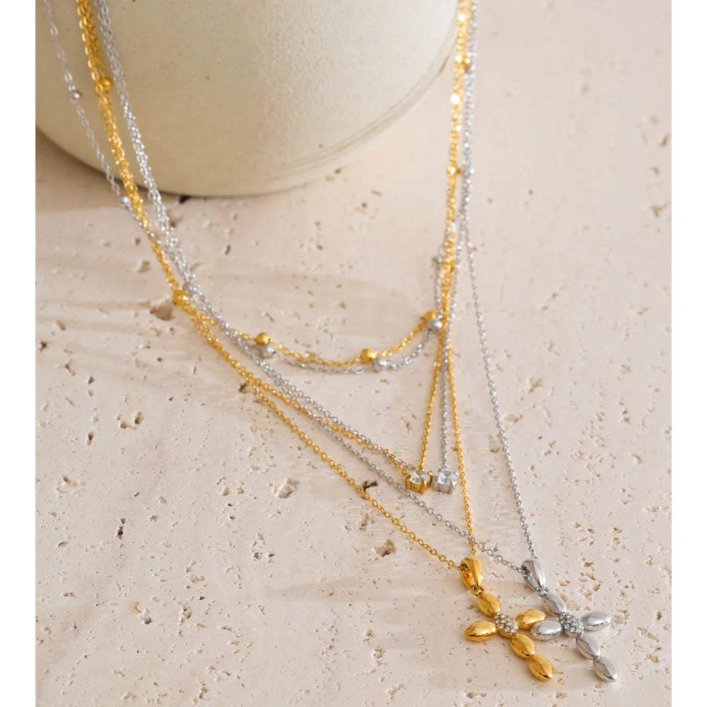 Heirloom Layered Cross Necklace
