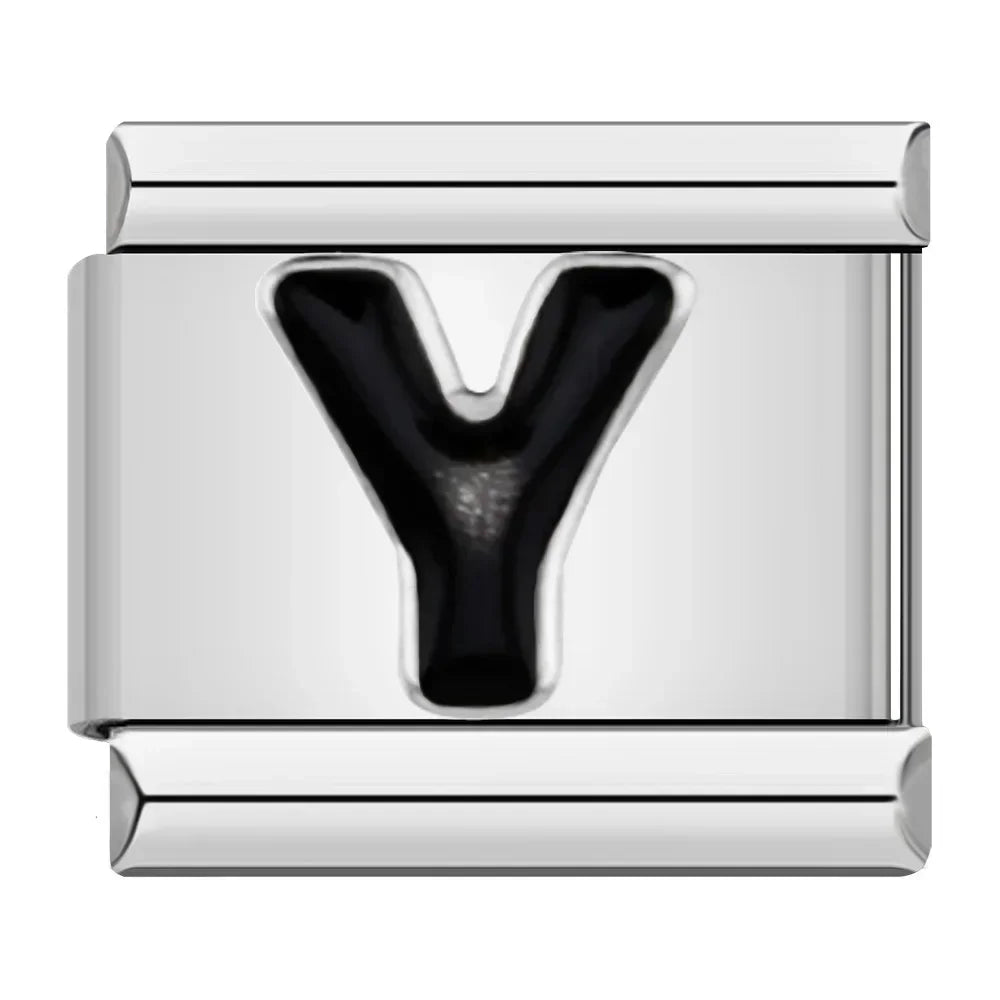 Black Letter Y - Silver Charm - Charmris
