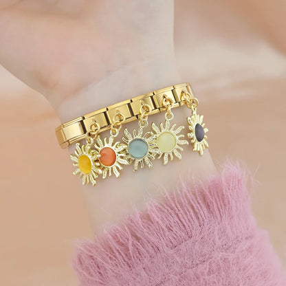 Golden Sun with Ivory Resin Gem - Gold Pendant Charm - Charmris
