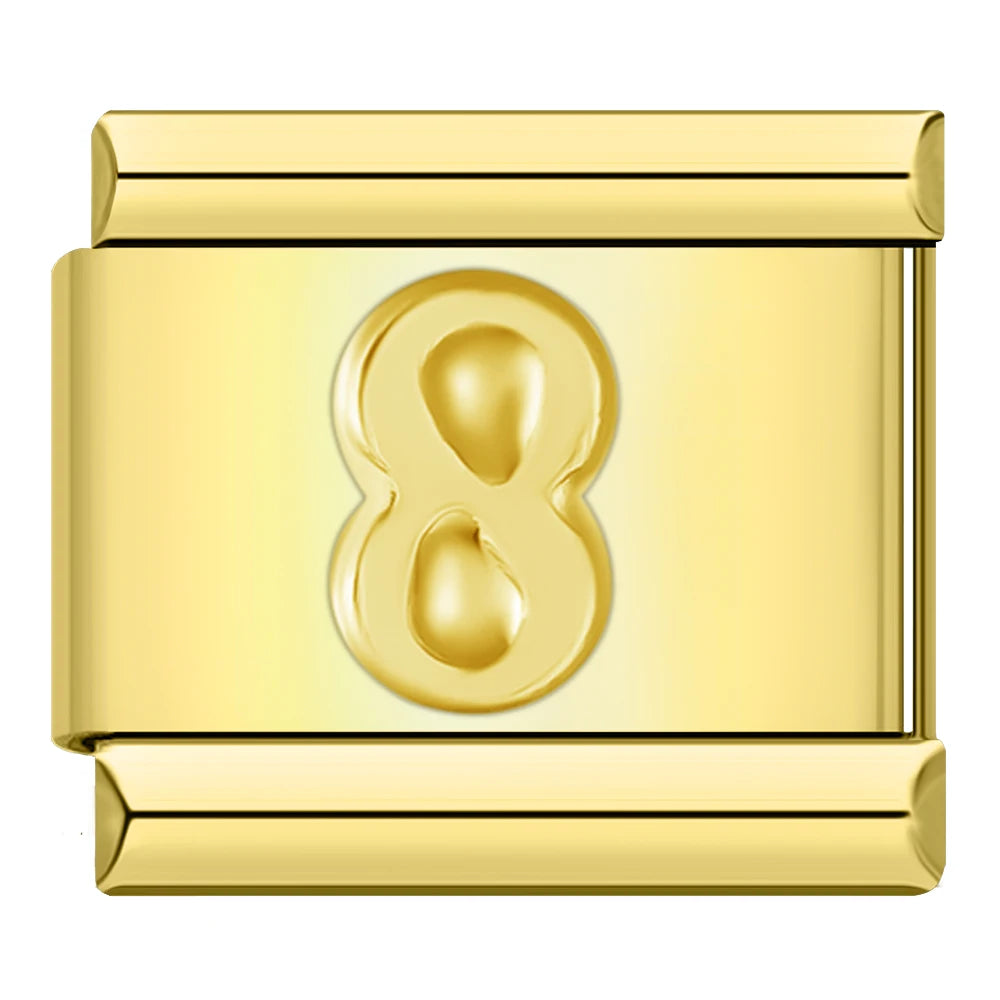 Golden Number 8 - Gold Charm - Charmris