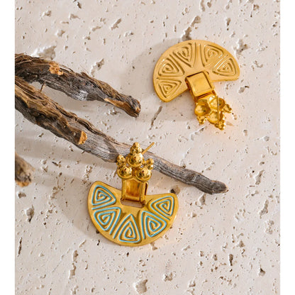 Riviera Enamel Fan Drop Earrings
