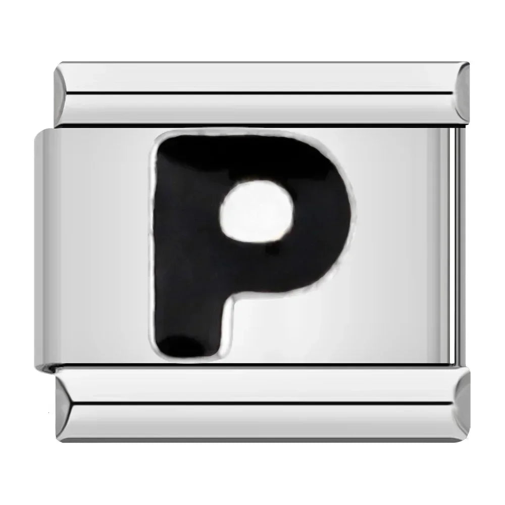 Black Letter P - Silver Charm - Charmris