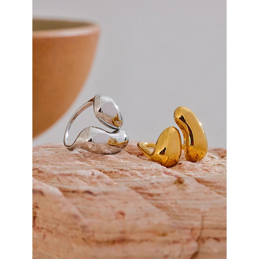 Liquid Twin Dome Open Ring