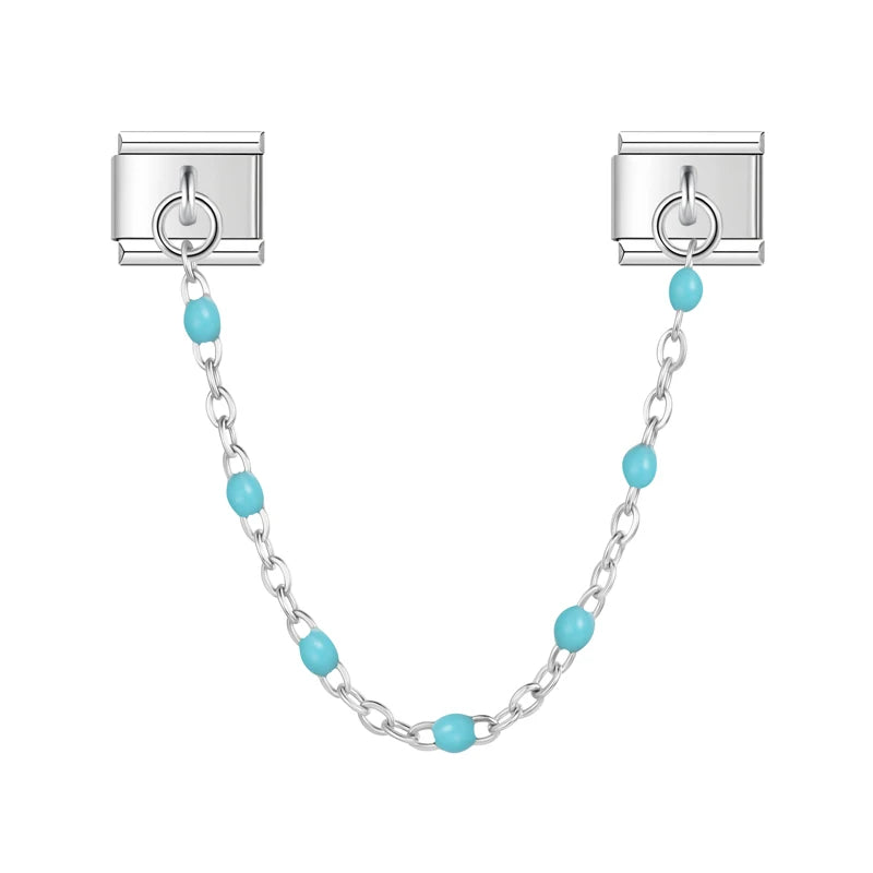 Cyan Bead with silver chain charm - Charmris