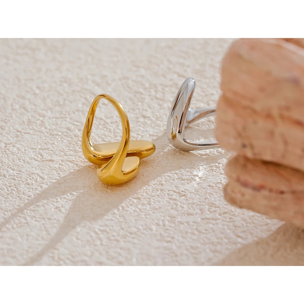 Liquid Twin Dome Open Ring