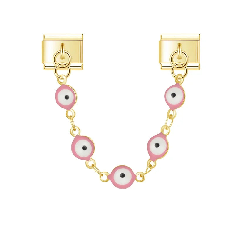 Protection Pink Eye gold chain charm - Charmris