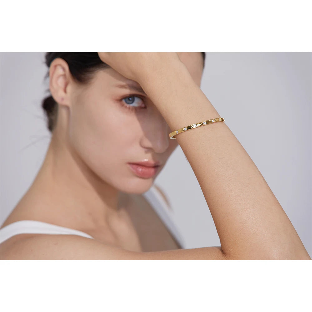 Stargaze Square Stone Hinged Bangle