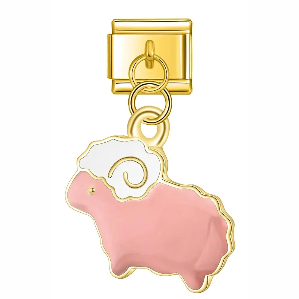 Pink Aries Spirit – Gold Pendant Charm