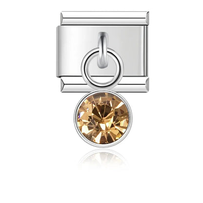 November Birthstone with CZ - Silver Pendant Charm