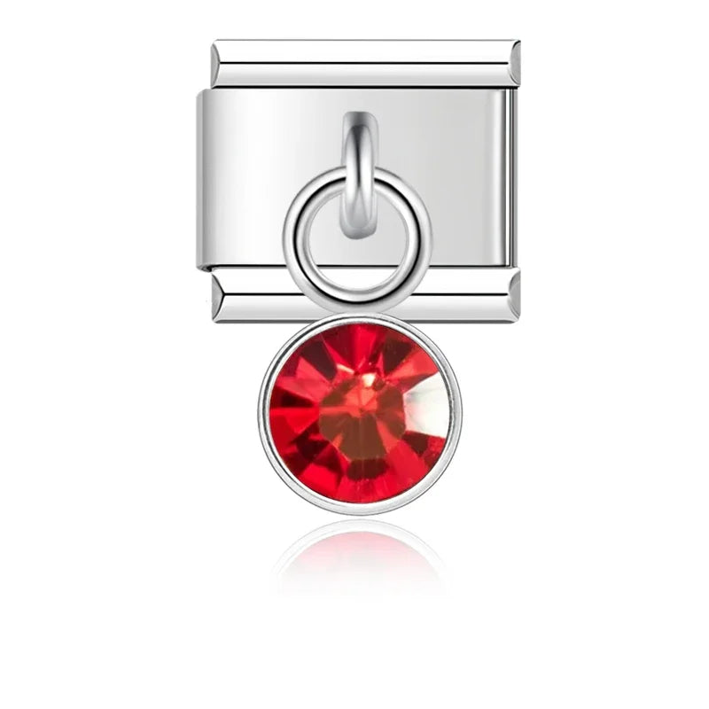 August Birthstone with CZ - Silver Pendant Charm