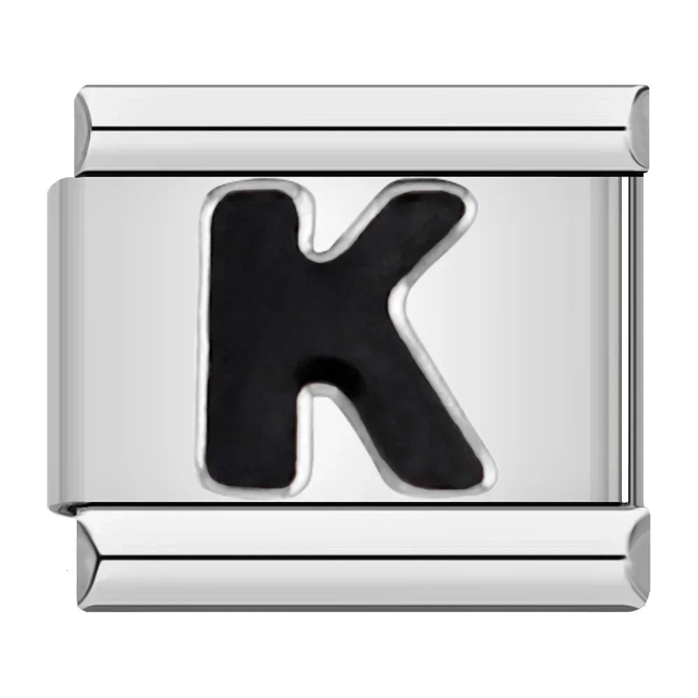 Black Letter K - Silver Charm - Charmris