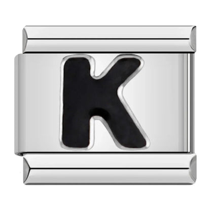 Black Letter K - Silver Charm - Charmris